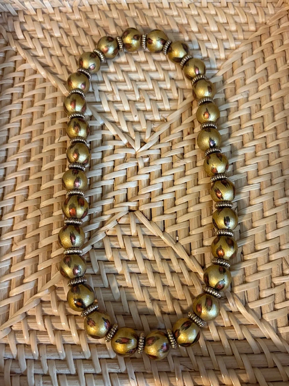 Angela Moore Gold Leopard Beaded Women's Stretch Necklace